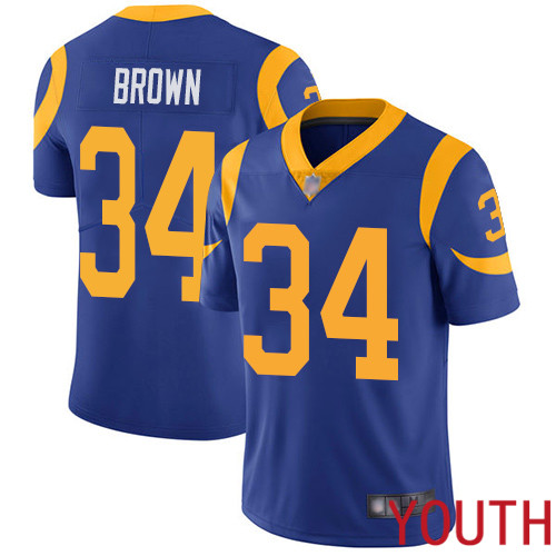 Los Angeles Rams Limited Royal Blue Youth Malcolm Brown Alternate Jersey NFL Football #34 Vapor Untouchable